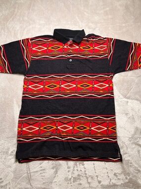 Vintage Roper Polo Shirt Mens M Short Sleeve Cowboy Western Aztec Geometric